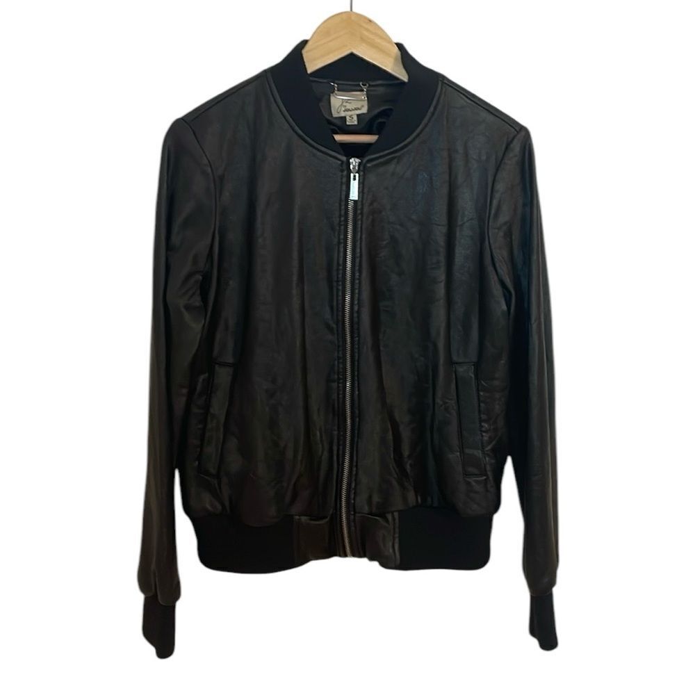 J2 JouJou Black Soft Faux Leather Jacket, Small